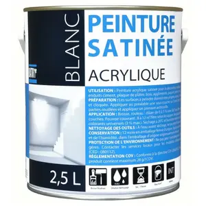Peinture - Reca - Batir 1er - Acrylique - Blanc - 2,5 l - SatinéVendu paramazon