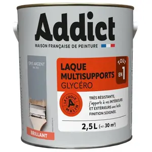 Addict - Peinture Laque glycéro brillant 2.5 litres gris mineralVendu parcdiscount