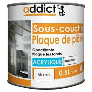 Peinture sous-couche acrylique mate pour intérieur - Addict - Boîte 0,5l - BlancVendu parcdiscount