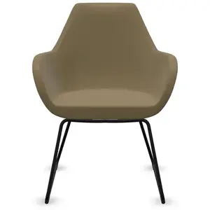 Fauteuil entièrement capitonné pieds luge Fan 10V PROFIM  Métal / Tissus pas cher
