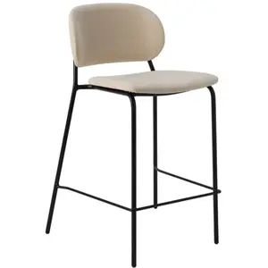 CAMIF Chaise d'îlot 65 cm tissu écru et pieds métal pas cher