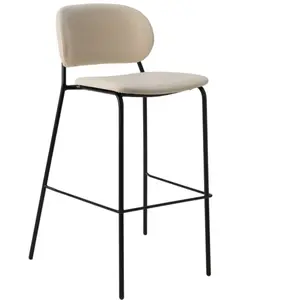 CAMIF Chaise de bar tissu et bois pieds métal Sofia Bois / Métal / Tissus pas cher