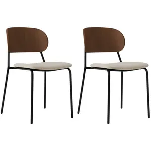 CAMIF Lot de 2 chaises tissu et bois pieds métal Sofia Bois / Métal / Tissus pas cher