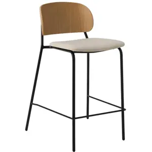 CAMIF Chaise d'îlot tissu et bois pieds métal Sofia Bois / Métal / Tissus pas cher