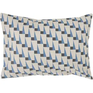CAMIF Lot de 2 taies d'oreiller en coton blanc motif bleu gris 50 x 70 cm