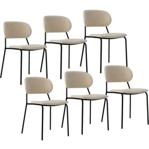 CAMIF Lot de 6 chaises tissu et bois pieds métal Sofia Bois / Métal / Tissus