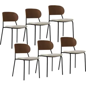CAMIF Lot de 6 chaises tissu et bois pieds métal Sofia Bois / Métal / Tissus