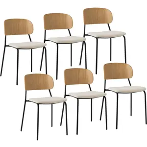 CAMIF Lot de 6 chaises tissu et bois pieds métal Sofia Bois / Métal / Tissus