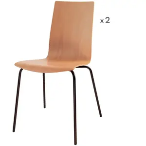 CAMIF Lot de 2 chaises en bois clair et métal