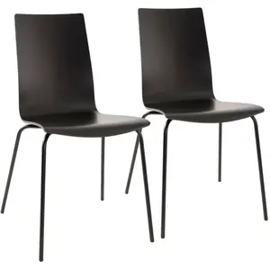 CAMIF Lot de 2 chaises en bois et métal Noir pas cher
