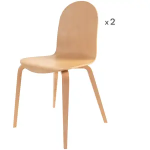 CAMIF Lot de 2 chaises hêtre Riaz Bois pas cher