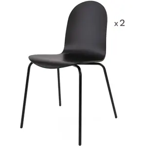CAMIF Lot de 2 chaises en bois et métal Noir