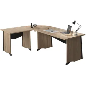 CAMIF Bureau complet Gregory retour 120 cm Largeur 140 cm Bois pas cher