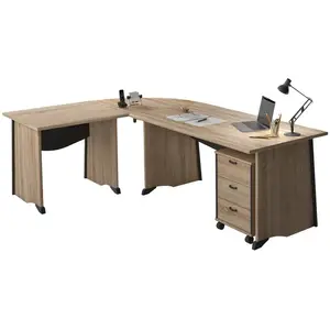 CAMIF Bureau complet + caisson Gregory Largeur 160 cm Bois pas cher