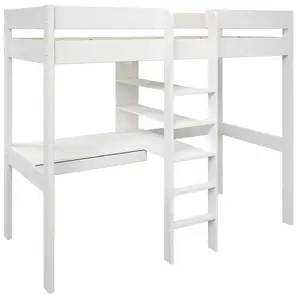 Camif Lit mezzanine avec 1 bureau 90x200 cm blanc pas cher