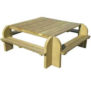 C.I.H.B. Table carrée avec bancs CIHB Elite, pin autoclave Bois pas cher