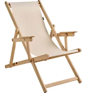 Chilienne Pliante avec Accoudoirs en Bois LONA Bois / Tissus pas cher