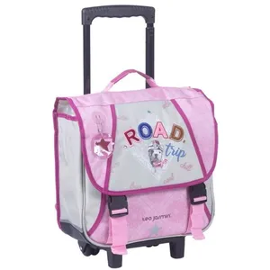 Cartable à roulettes - TEO JASMIN - Racing - 38 cm - Rose - 2 compartiments