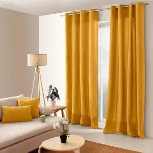 Homemaison - Rideau à oeillets 135 x 240 cm lola 100% coton coloris moutarde pas cher