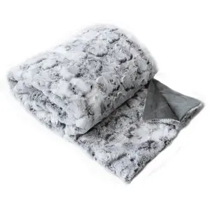 Enjoy Home Plaid en imitation fourrure doublée polaire (125x150 cm - Gris clair)