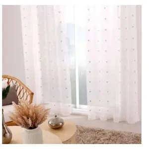 Home Maison Voilage sablé brodé "Pois colorés" (140x240 cm - Gris souris) pas cher