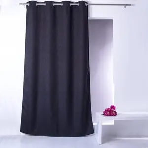 Home Maison Rideau uni occultant "natté" (140x240 cm - Noir) pas cher