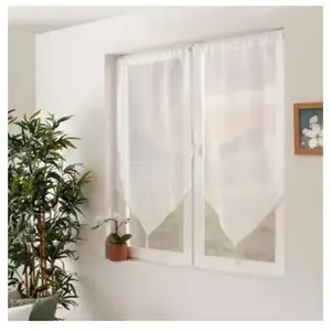 Comparateur de prix : Enjoy Home Paire de petits voilages en pointe avec pompon polyester blanc 60x160