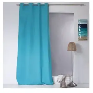 Enjoy Home - Rideau uni effet bachette - 135 x 240 cm - Turquoise pas cher