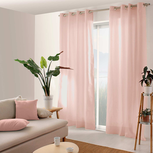 Rideau à oeillets 135 x 240 cm lola 100% coton coloris vieux rose pas cher