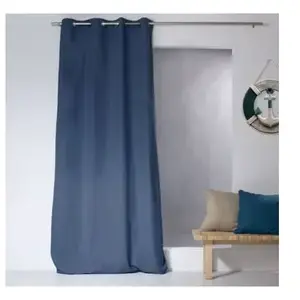Enjoy Home Rideau uni 100% coton - 135x240cm - Bleu marine pas cher