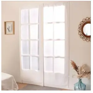 Comparateur de prix : ED ENJOY HOME Paire de petits voilages droits finition passe tringle (90x220 cm - Blanc)