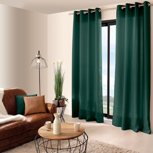 Enjoy Home Rideau oeillets chaby 140x240 cm polyester bachette vert fonce pas cher