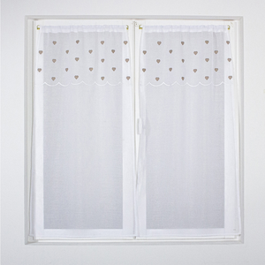 ENJOY HOME Paire de vitrages droits sablés avec top à coeurs - Beige - 60 x 90 cm pas cher