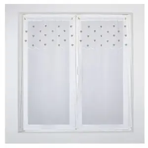 Homemaison - 2 voiles sablé 60 x 160 cm delicatessen top coeurs beige pas cher