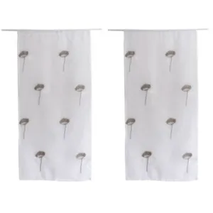 Home Maison Paire de petits voilages brodés de fleurs (60x90 cm - Gris Galet) pas cher
