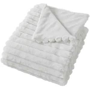 Comparateur de prix : Enjoy Home Plaid côtelé blanc effet fourrure blanc 180x220cm