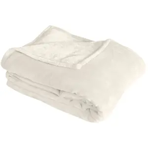 Home Maison Plaid uni en polaire molletonnée (125x150 cm - Ecru) pas cher