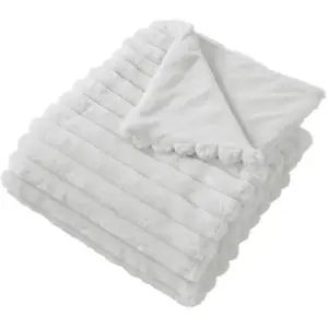 Enjoy Home Plaid côtelé blanc effet fourrure Matisse - 125x150cm - Blanc pas cher