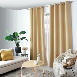 Rideau occultant - - Effet tissé (140x240 cm - Jaune Ocre) pas cher