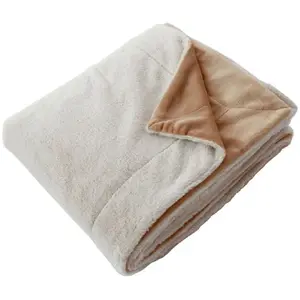 Enjoy Home Couverture effet fourrure flanelle beige 180x220cm pas cher