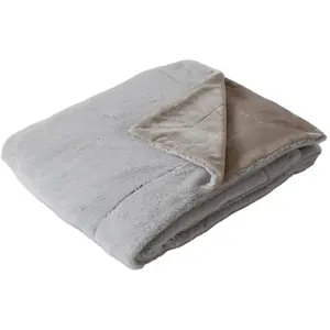 Enjoy Home Couverture effet fourrure flanelle gris 180x220cm pas cher