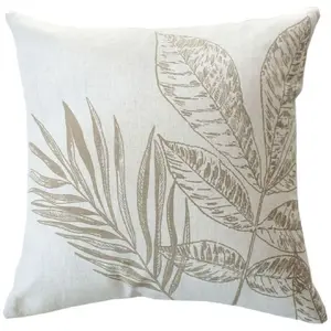 Coussin carré motif nature épuré Ecru 40x40 cm