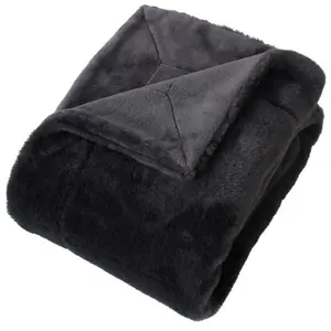 Plaid Imitation Fourrure Rabbit Pop 125x150cm Anthracite pas cher