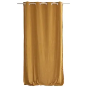 Home Maison Rideau tamisant en velours (140x260 cm - Jaune moutarde) pas cher