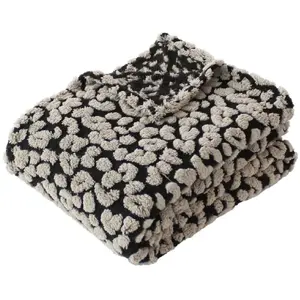 HOME MAISON Plaid jacquard à motif léopard Noir 130x170 cm pas cher