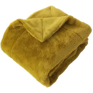 Plaid effet fourrure double flanelle - 125x150 cm - Bronze pas cher