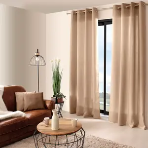 Enjoy Home Rideau oeillets chaby 140x240 cm 100% polyester bachette naturel pas cher