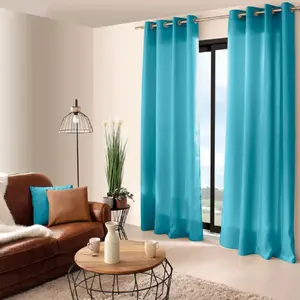 Homemaison - Rideau oeillets chaby 140x240 100% polyester bachette turquoise pas cher