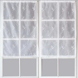 Home Maison Paire de Petits voilages Motif "Floral" (60x160 cm - Blanc)