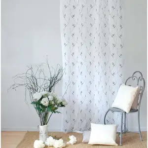 Home Maison Voilage à Imprimés Champêtres 8 oeillets (140x240 cm - Gris clair) pas cher